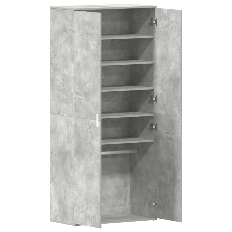 Schuhschrank Beton Grau 80x39x180 cm Spanplatte
