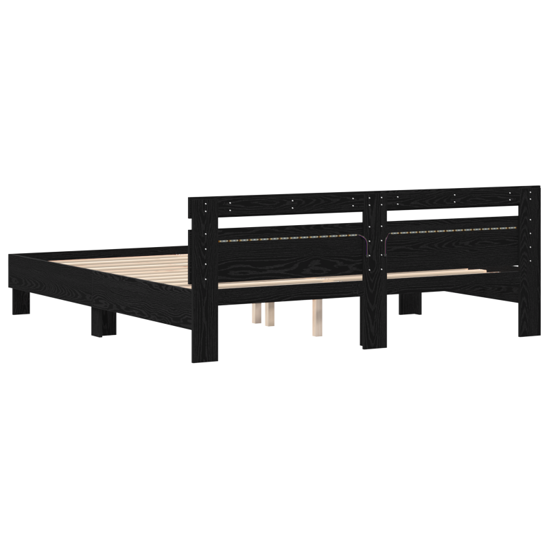 Bettgestell aus Holz Schwarze Eiche Massivholz 200 x 200 cm