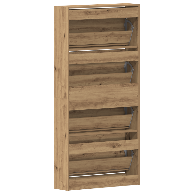 Schuhschrank Handwerkliche Eiche Holzwerkstoff 80 x 21 x 163.5 cm