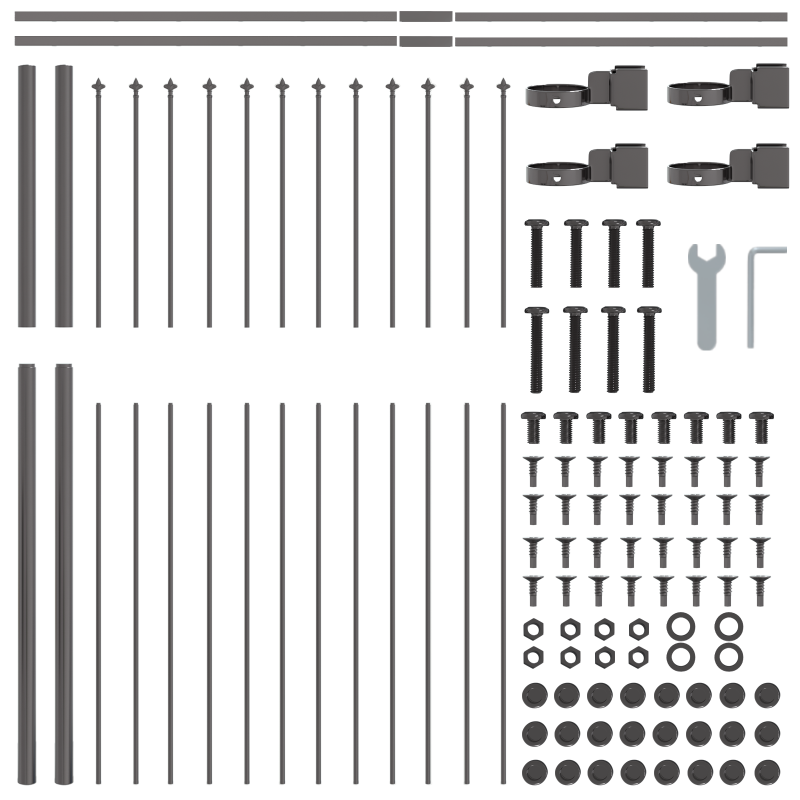 Gartenzaun mit Speerkopf Grau 5,1x1,5 m Stahl