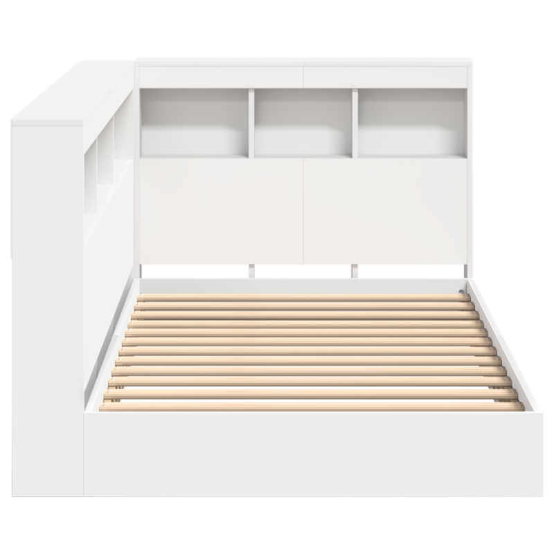 Bücherregal Bett Weiß 90x200 cm aus stranggepresstem Holz