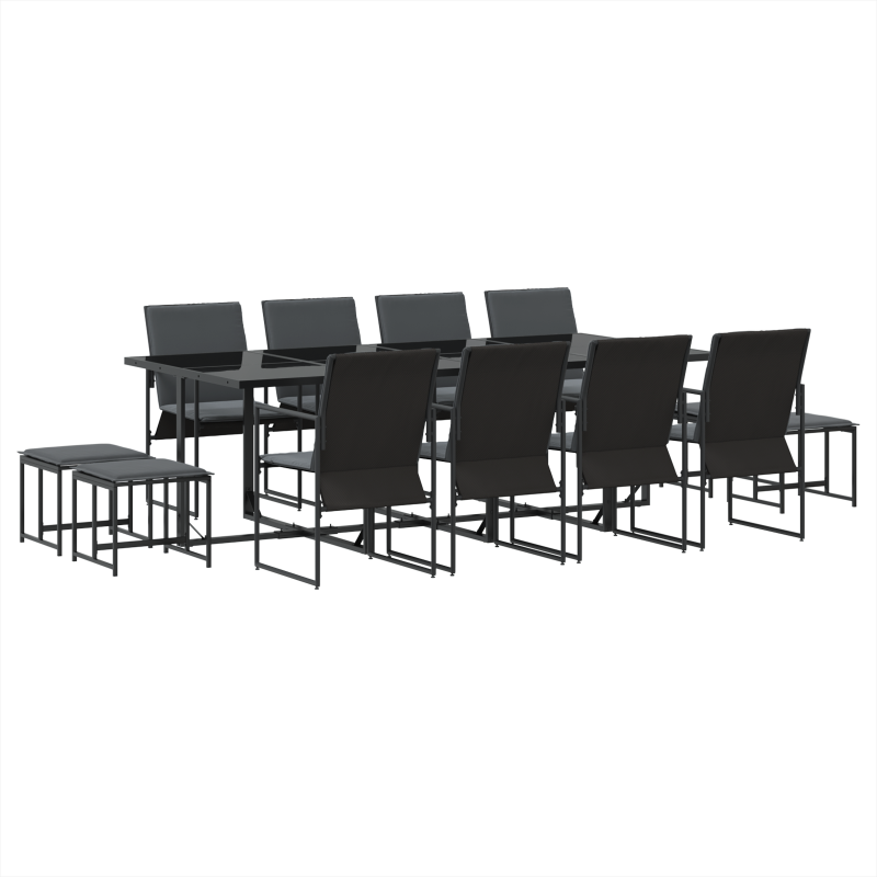 16-teiliges Garten-Esszimmer-Set mit Kissen aus Stahl und Textilene