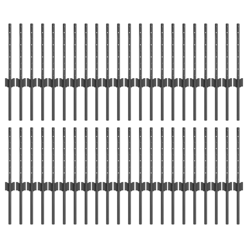 Zaunpfosten 44 Stück U-Kanal Grau 80 cm Stahl