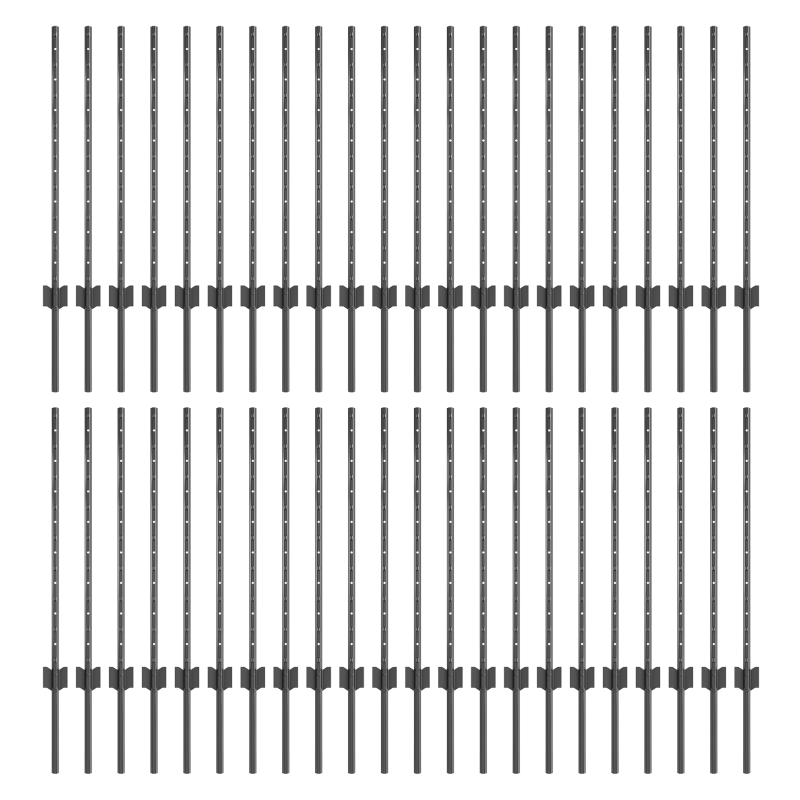 Zaunpfosten 44 Stück U-Kanal Grau 120 cm Stahl