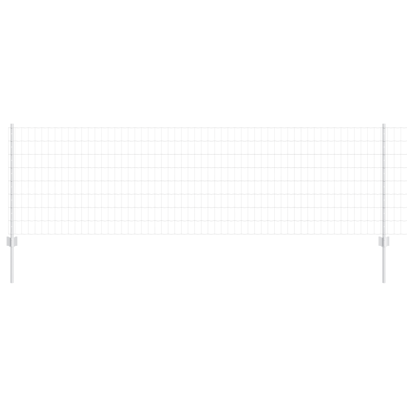 Euro Zaun mit 5 U-Pfosten Silber 0,8x10 m Stahl