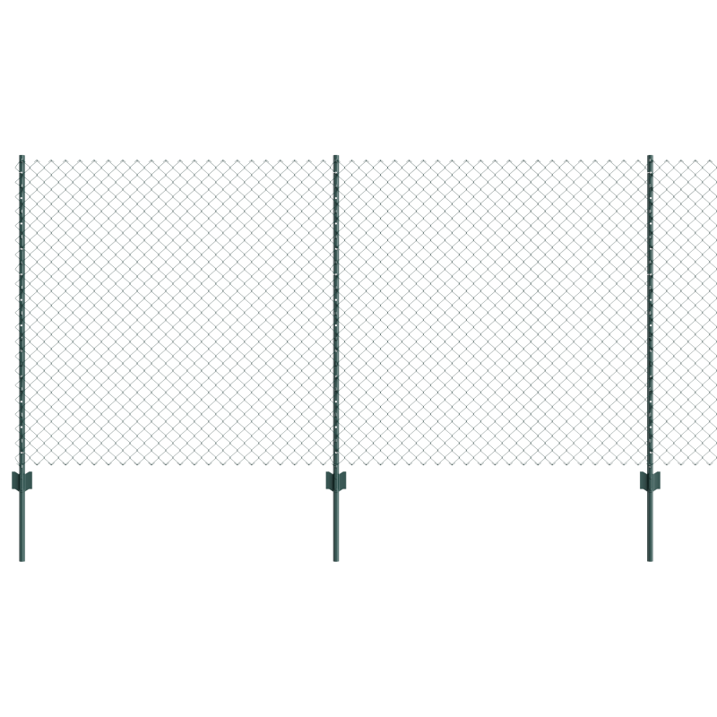 Kettenzaun mit 10 U-Posts Grün 1,2x10 m Stahl