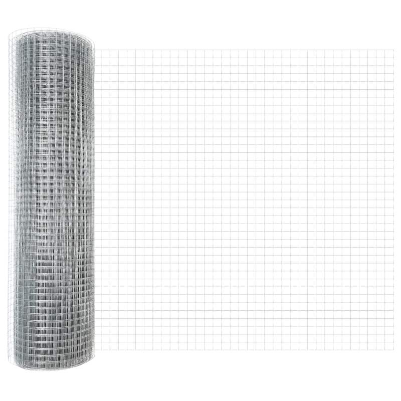 Geschweißter Drahtzaun mit 5 U-Pfosten Silber 0.8x10 m Stahl