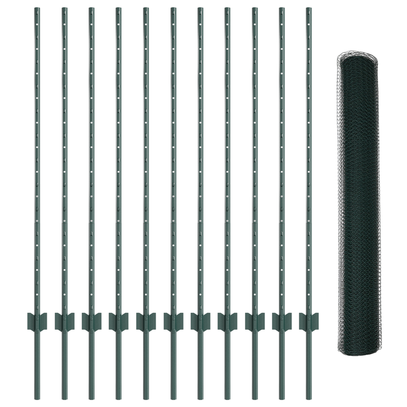 Metallgartenzaunset Set aus 2 Grün Metall 25 x 1,2 Meter