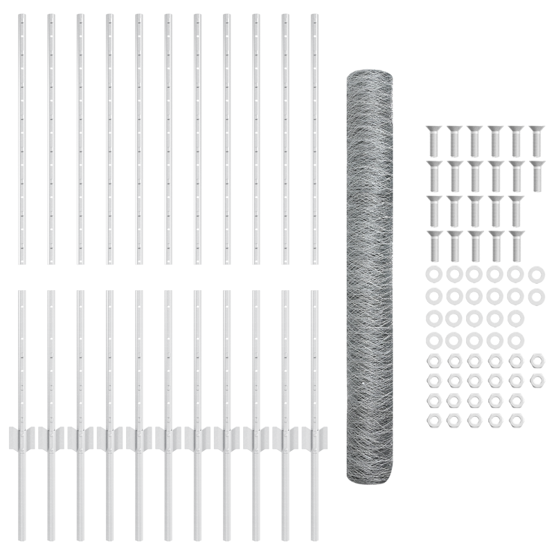 Sechseckiger Gartenzaun Set 2er Set Verzinkter Stahl 25 x 1 m