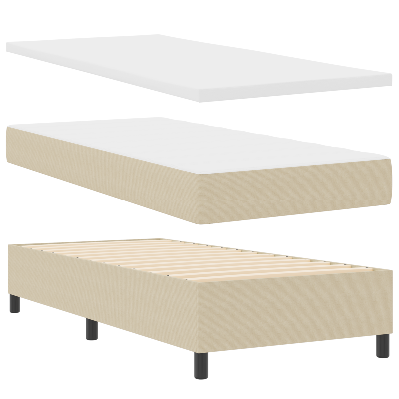 Boxspringbett mit Matratze & LED Licht Grün Grau 90x200 cm Cord-Stoff