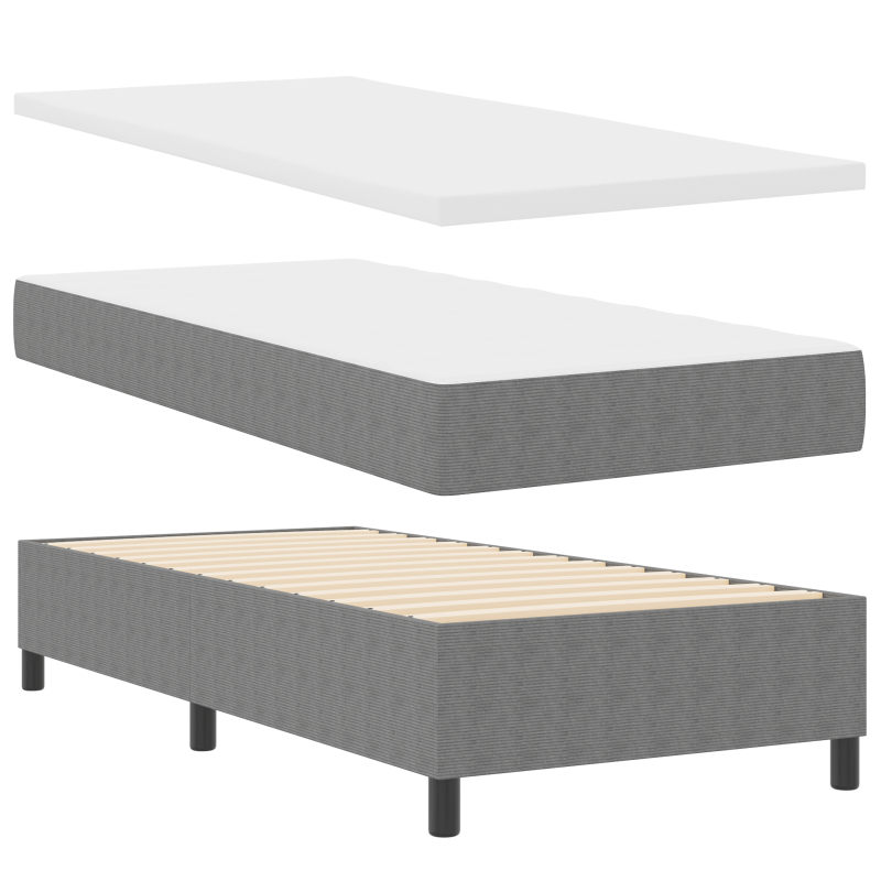 Boxspringbett mit Matratze & LED Licht Grau 80x200 cm Cordstoff