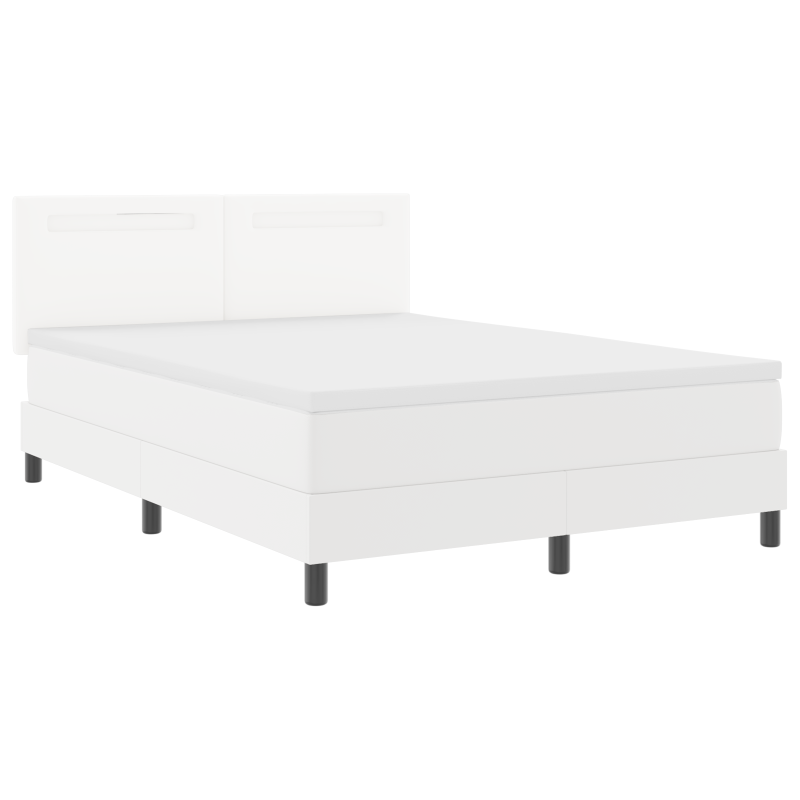 Boxspringbett mit Matratze Weiß 140x190 cm Kunstleder