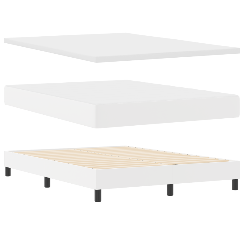 Boxspringbett mit Matratze Weiß 140x200 cm Kunstleder
