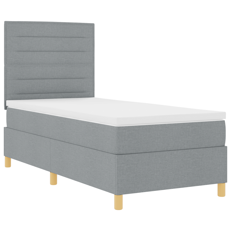 Boxspringbett mit Matratze, hellgrau, 100x200 cm, Stoff
