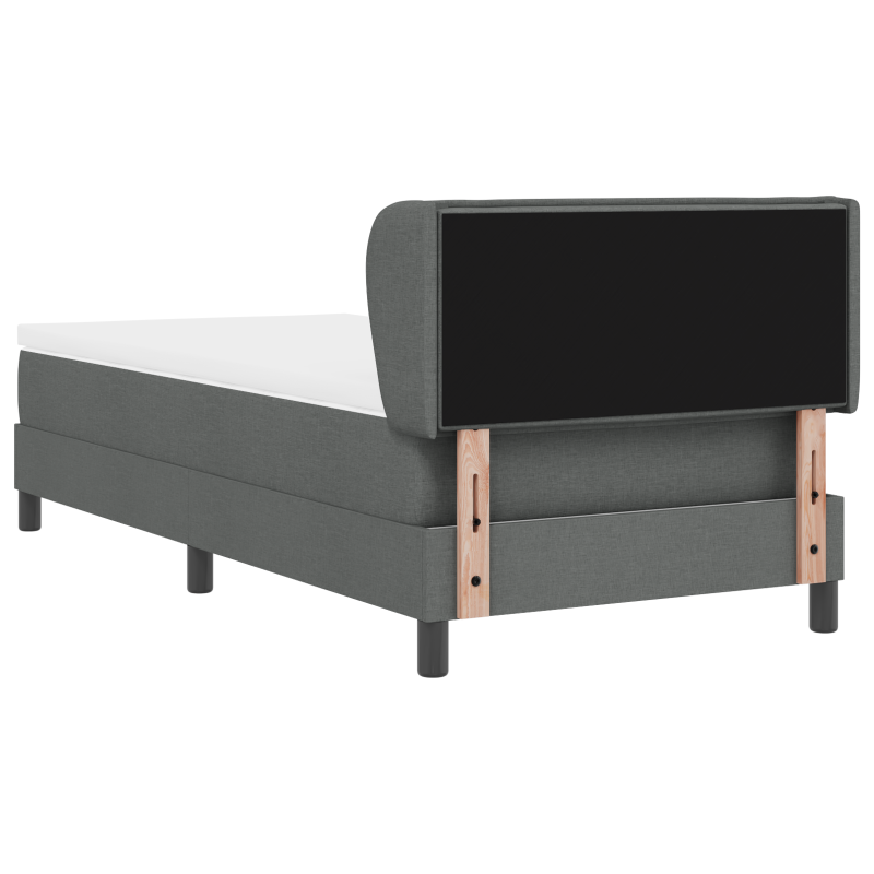 Boxspringbett mit Matratze in Dunkelgrau 90x200 cm aus Stoff