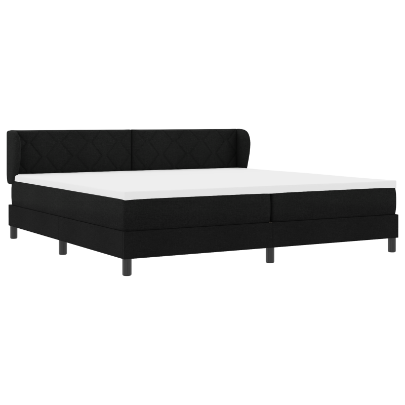 Schwarzes Boxspringbett mit Matratze, 200x200 cm, Stoff