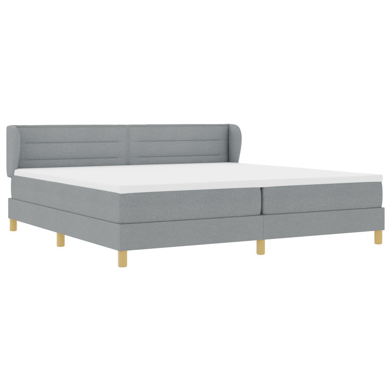 Boxspringbett mit Matratze - Hellgrau, 200x200 cm, Stoff