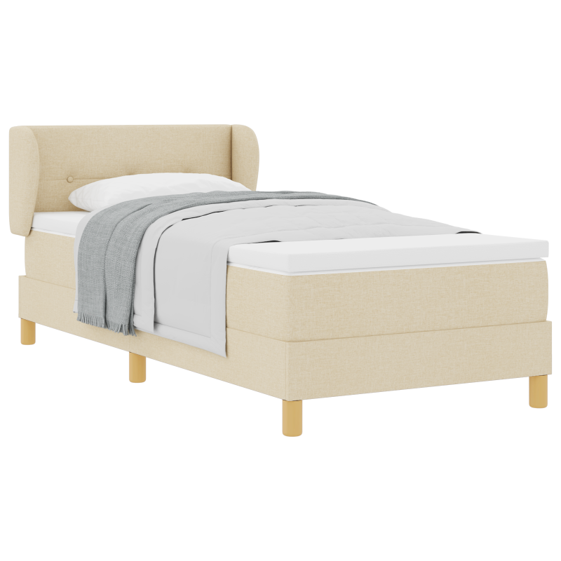Boxspringbett mit Matratze - Creme - 80x200 cm - Stoff