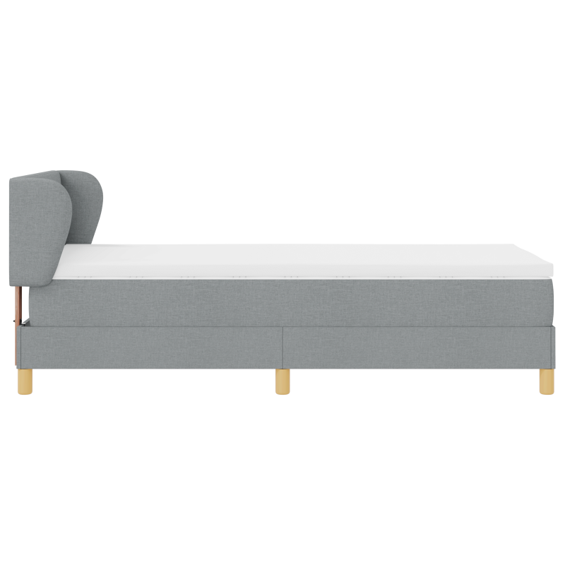 Boxspringbett mit Matratze in Hellgrau, 90x200 cm, Stoff