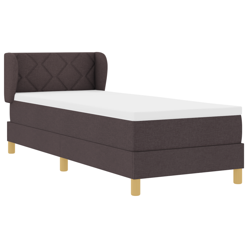 Boxspringbett mit Matratze - Dunkelbraun, 80x200 cm, Stoff