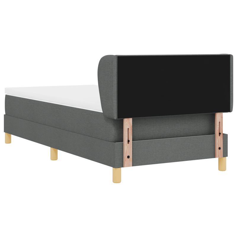 Boxspringbett mit Matratze in Dunkelgrau, 90x200 cm Stoff