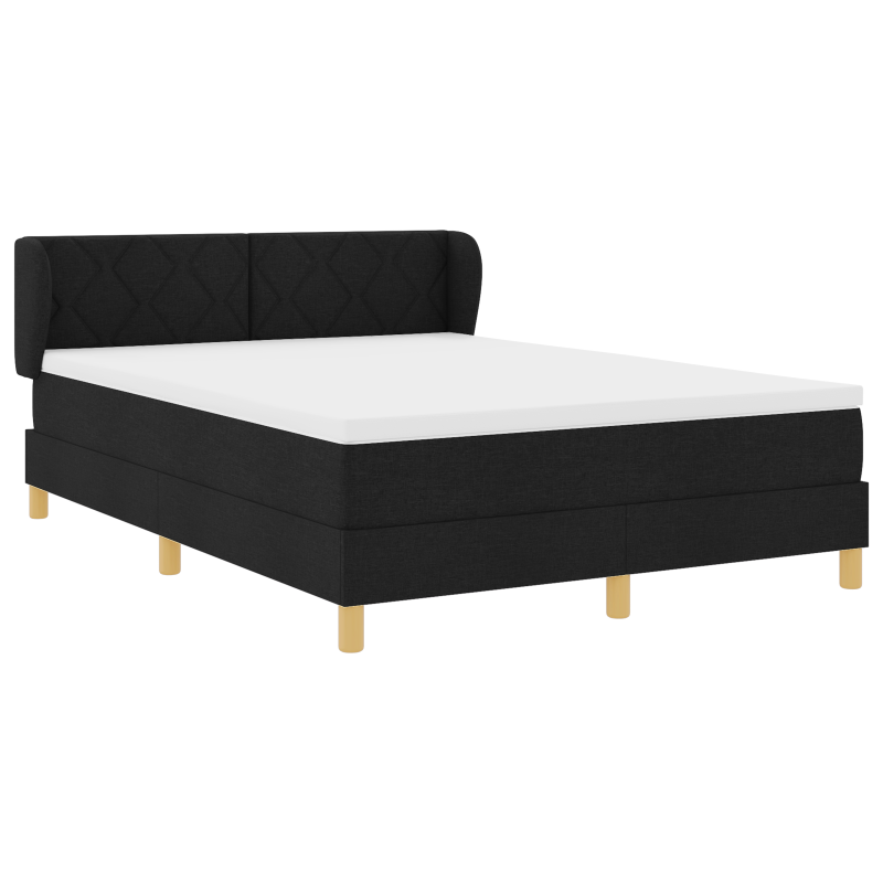 Boxspringbett mit Matratze - Schwarz, 140x200 cm, Stoff