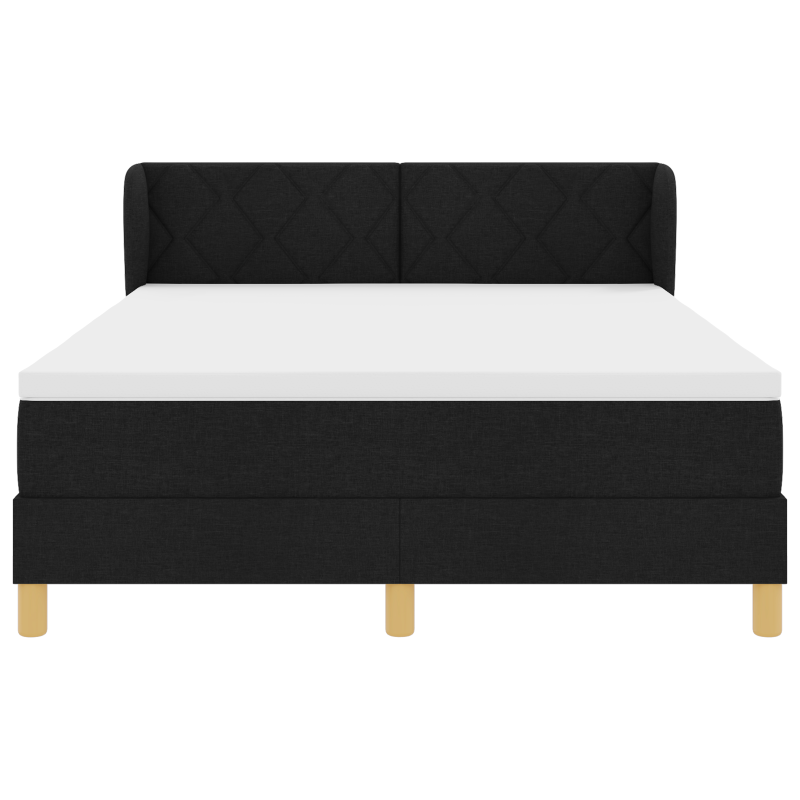 Boxspringbett mit Matratze - Schwarz, 140x200 cm, Stoff