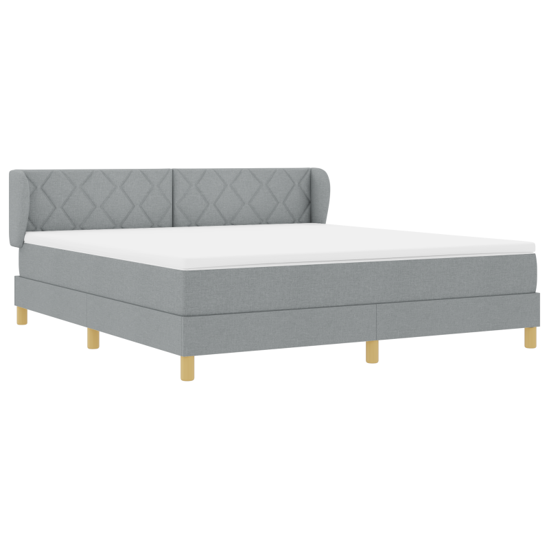 Boxspringbett mit Matratze - Hellgrau, 180x200 cm, Stoff