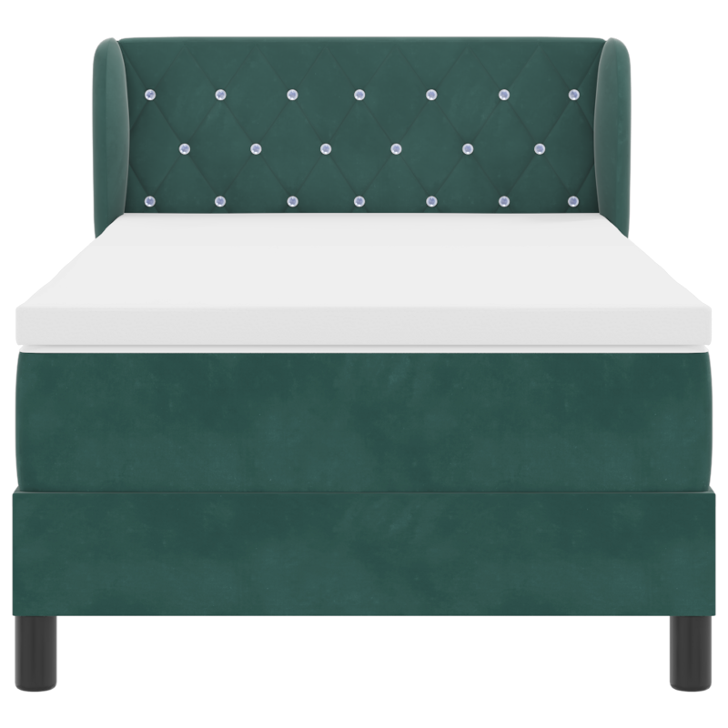 Boxspringbett mit Matratze in Dunkelgrün 90x200 cm aus Samt