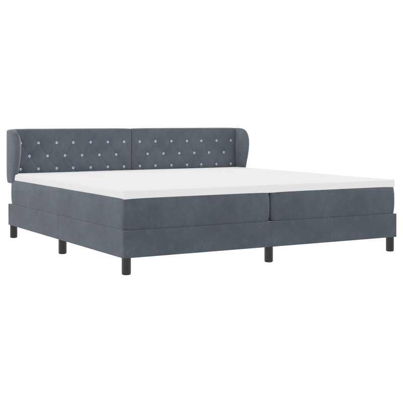 Boxspringbett mit Matratze in Dunkelgrau 200x200 cm aus Samt