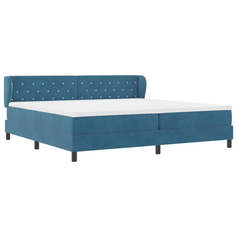 Boxspringbett mit Matratze in Dunkelblau, 200x200 cm, aus Samt
