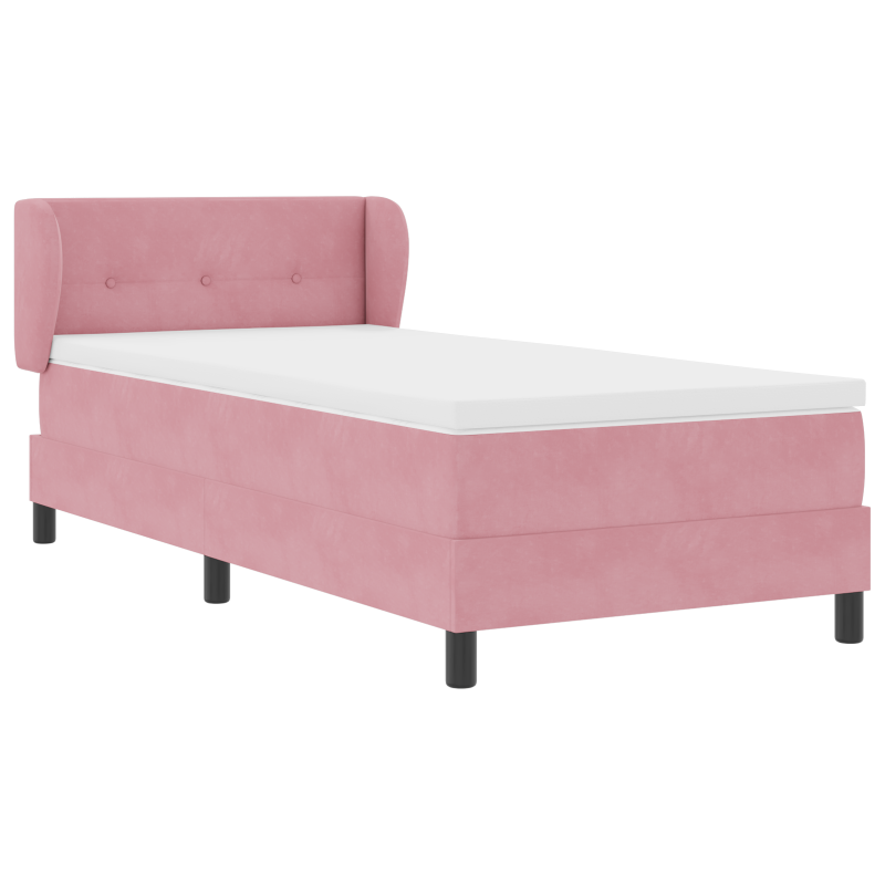 Boxspringbett mit Matratze in Rosa 80x200 cm aus Samt