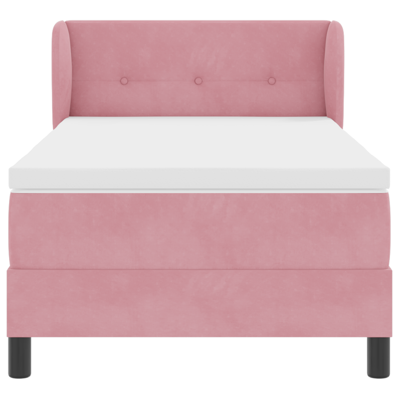 Boxspringbett mit Matratze in Rosa 80x200 cm aus Samt