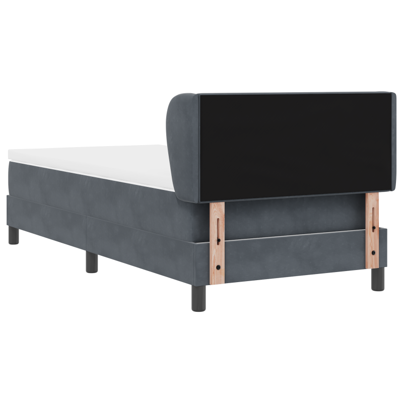 Boxspringbett mit Matratze in Dunkelgrau, 90x200 cm, samtig