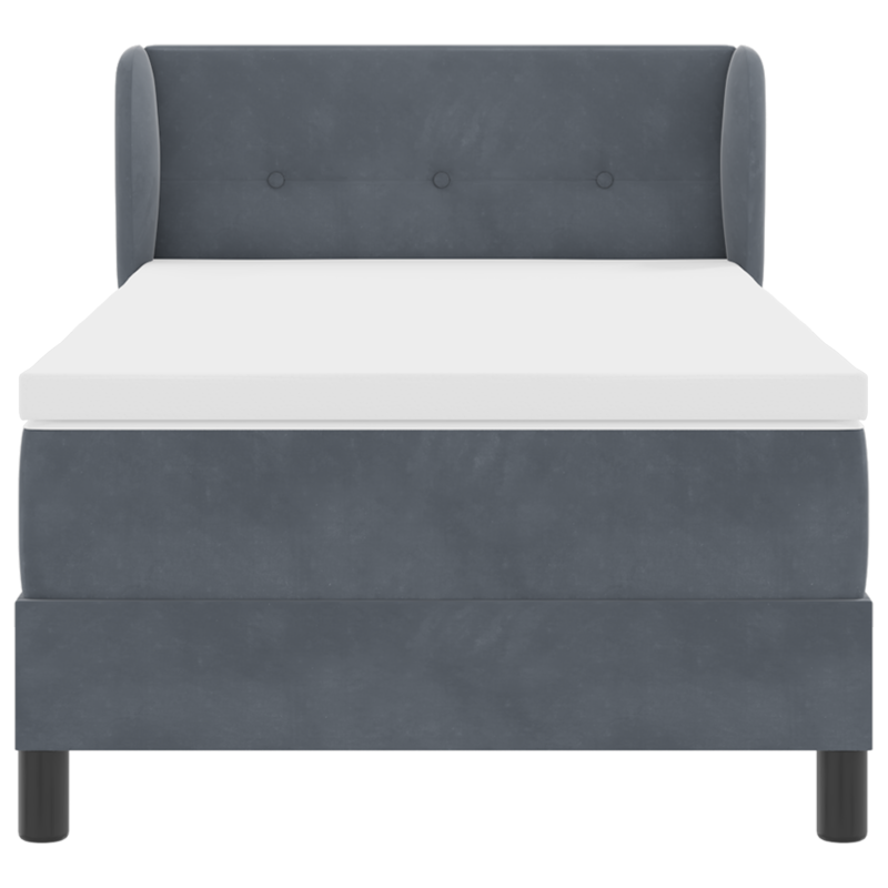 Boxspringbett mit Matratze in Dunkelgrau, 90x200 cm, samtig