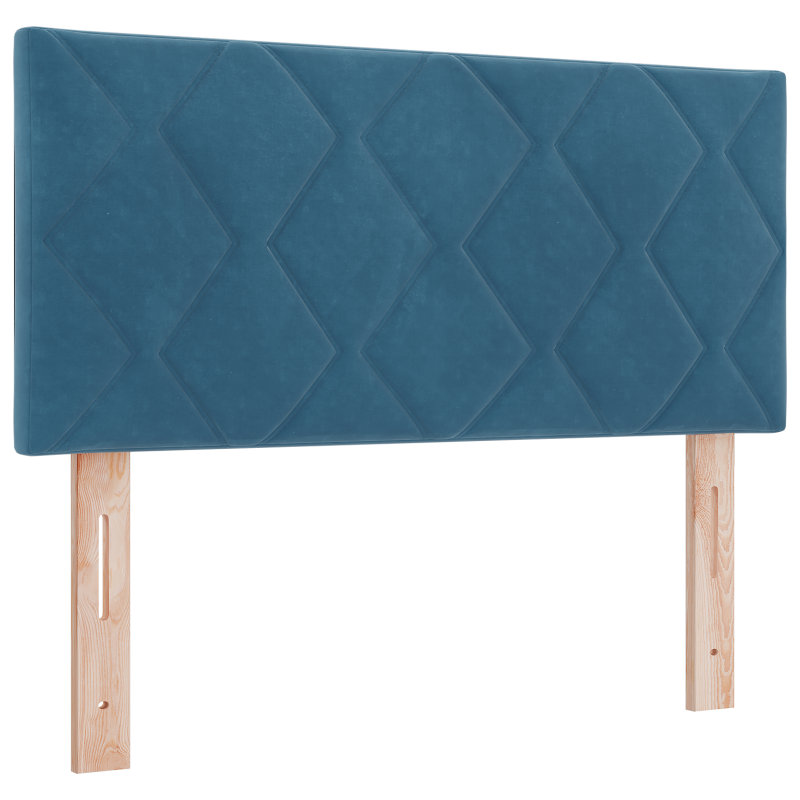 Boxspringbett mit Matratze in Dunkelblau, 90x190 cm, aus Samt