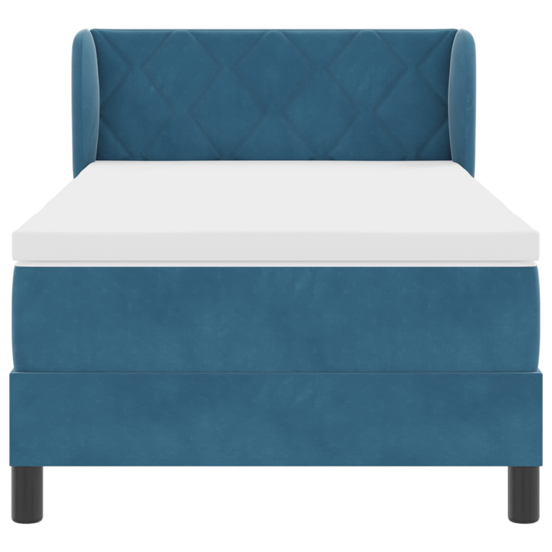 Boxspringbett mit Matratze in Dunkelblau, 90x190 cm, aus Samt