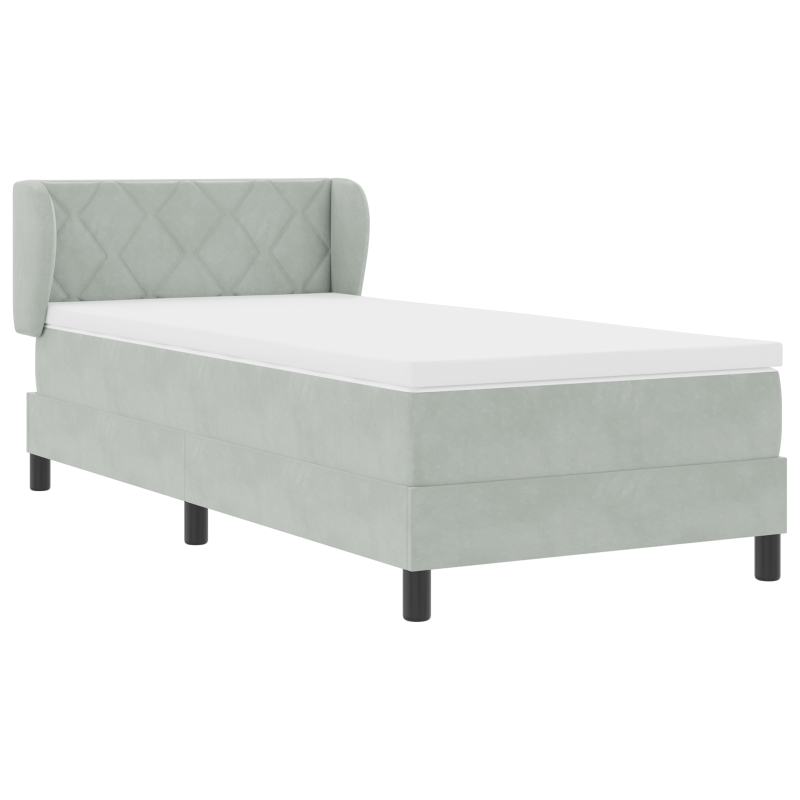 Boxspringbett mit Matratze Hellgrau 90x200 cm Samt