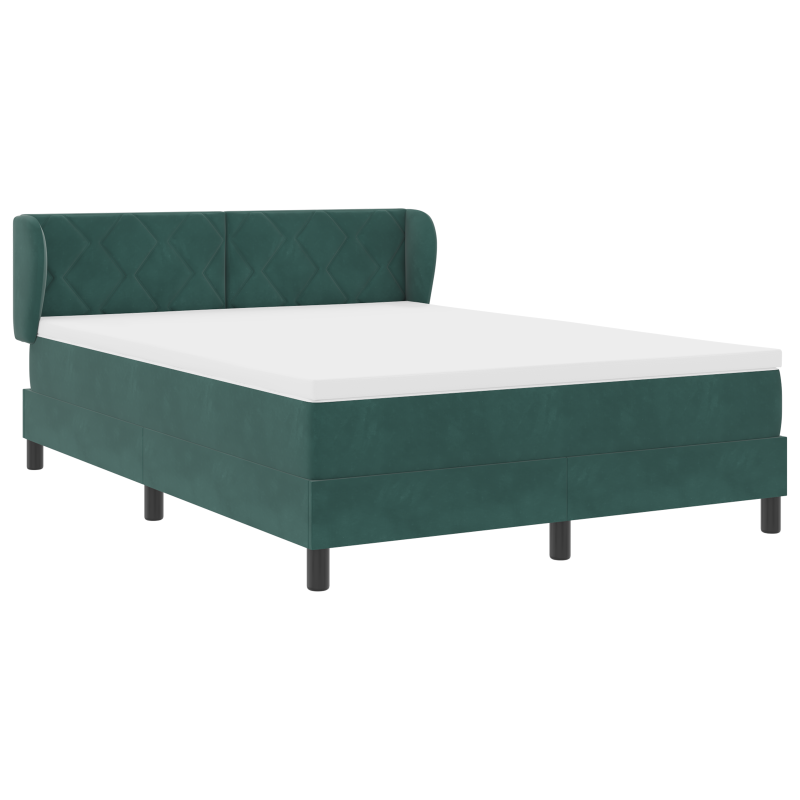 Boxspringbett mit Matratze Dunkelgrün 140x190 cm Samt