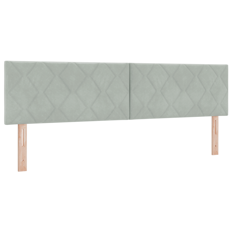 Boxspringbett mit Matratze in Hellgrau, 180x200 cm, aus Samt