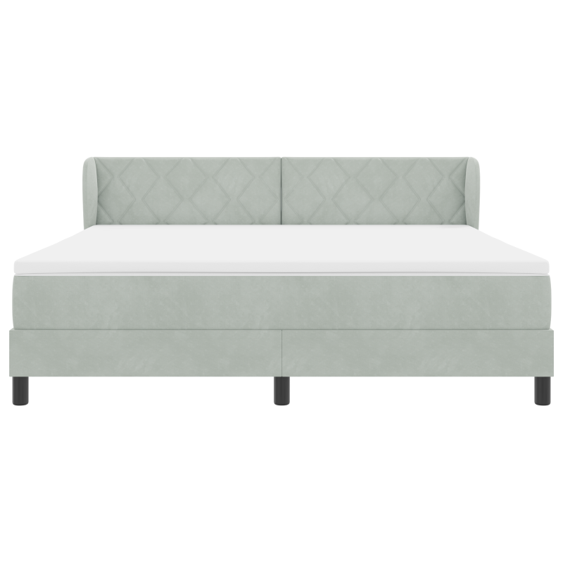 Boxspringbett mit Matratze in Hellgrau, 180x200 cm, aus Samt