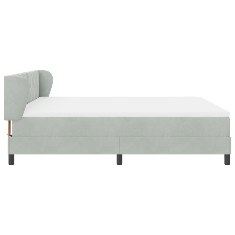 Boxspringbett mit Matratze in Hellgrau, 180x200 cm, aus Samt