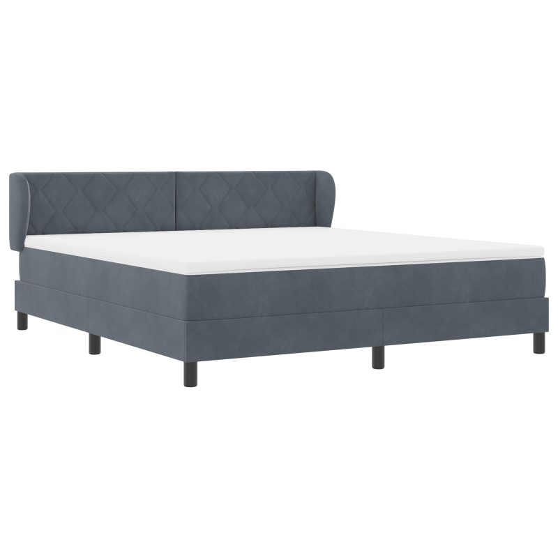 Boxspringbett mit Matratze in Dunkelgrau, 180x200 cm, aus Samt