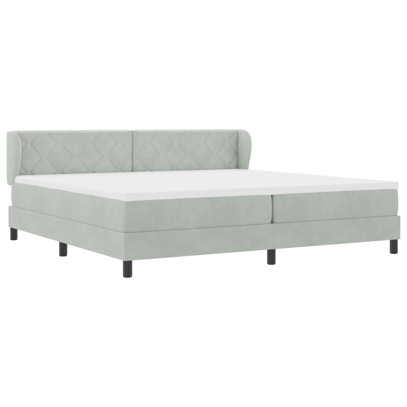 Boxspringbett mit Matratze in Hellgrau, 200x200 cm, aus Samt
