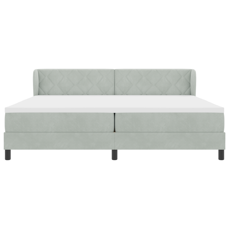 Boxspringbett mit Matratze in Hellgrau, 200x200 cm, aus Samt