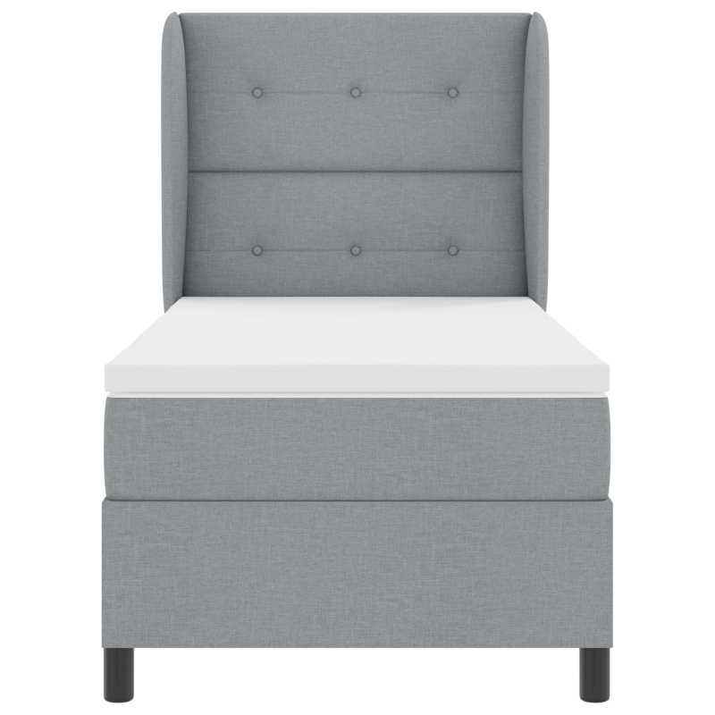 Boxspringbett mit Matratze Hellgrau 100x200 cm Stoff