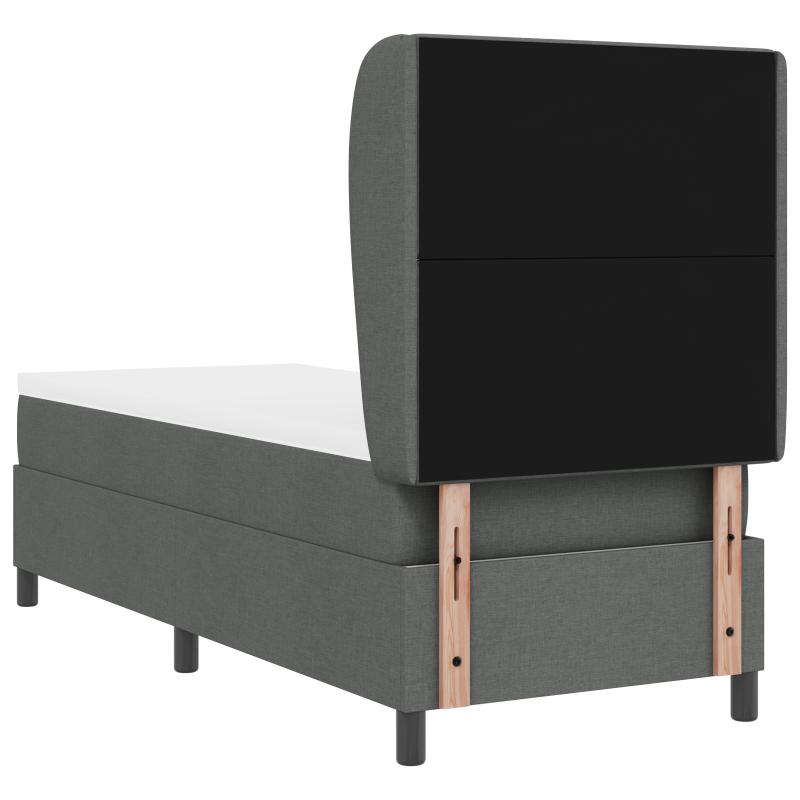 Boxspringbett mit Matratze in Dunkelgrau, 80x200 cm, Stoff