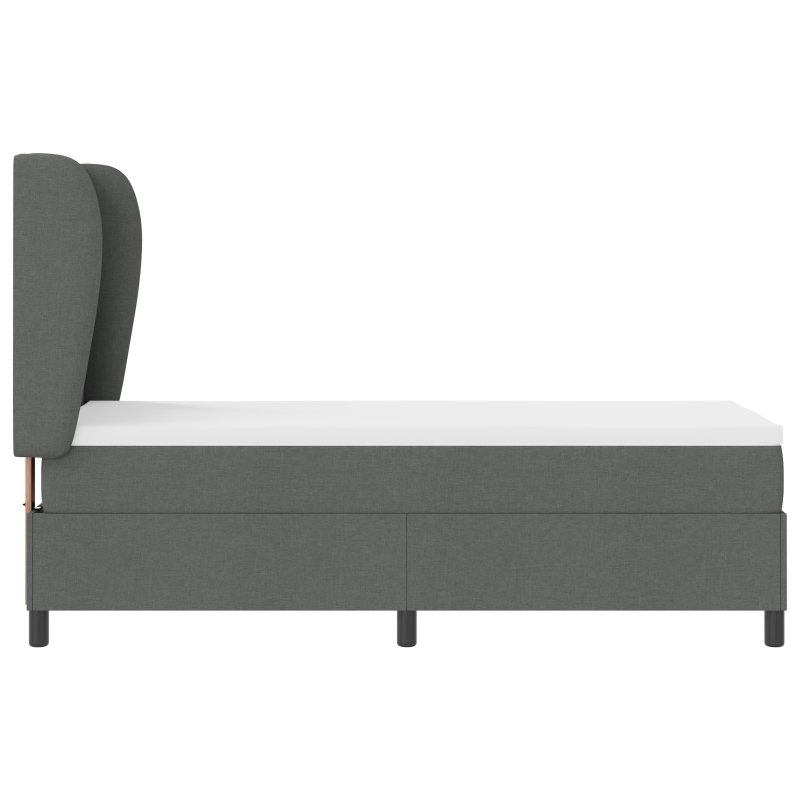 Boxspringbett mit Matratze in Dunkelgrau, 80x200 cm, Stoff