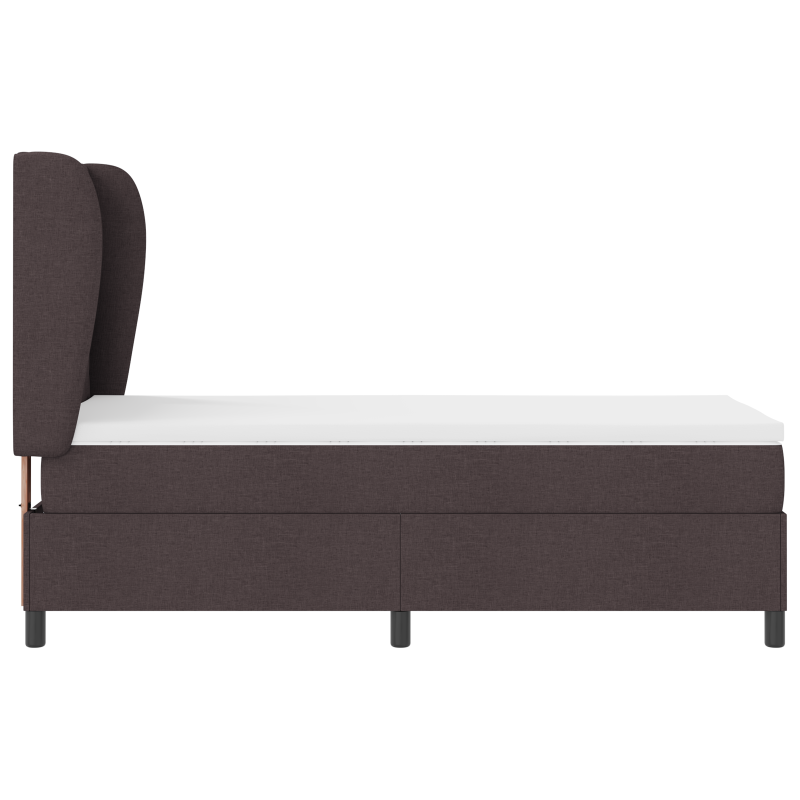Boxspringbett mit Matratze in Dunkelbraun, 90x200 cm, Stoff