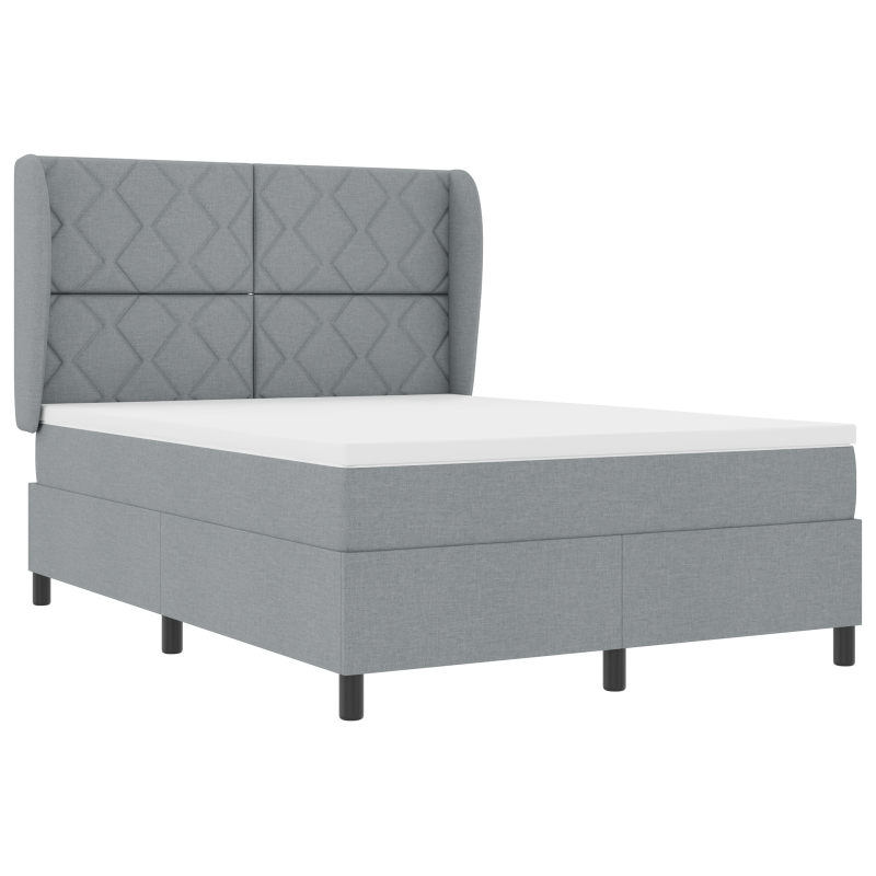 Boxspringbett mit Matratze - Hellgrau, 140x200 cm, Stoff